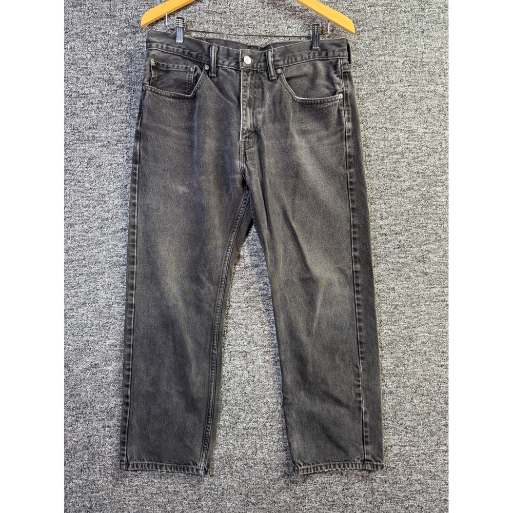 Levis 505 Straight Fit Mens Washed Black Denim Jeans 34x29 Cotton Regular Leg